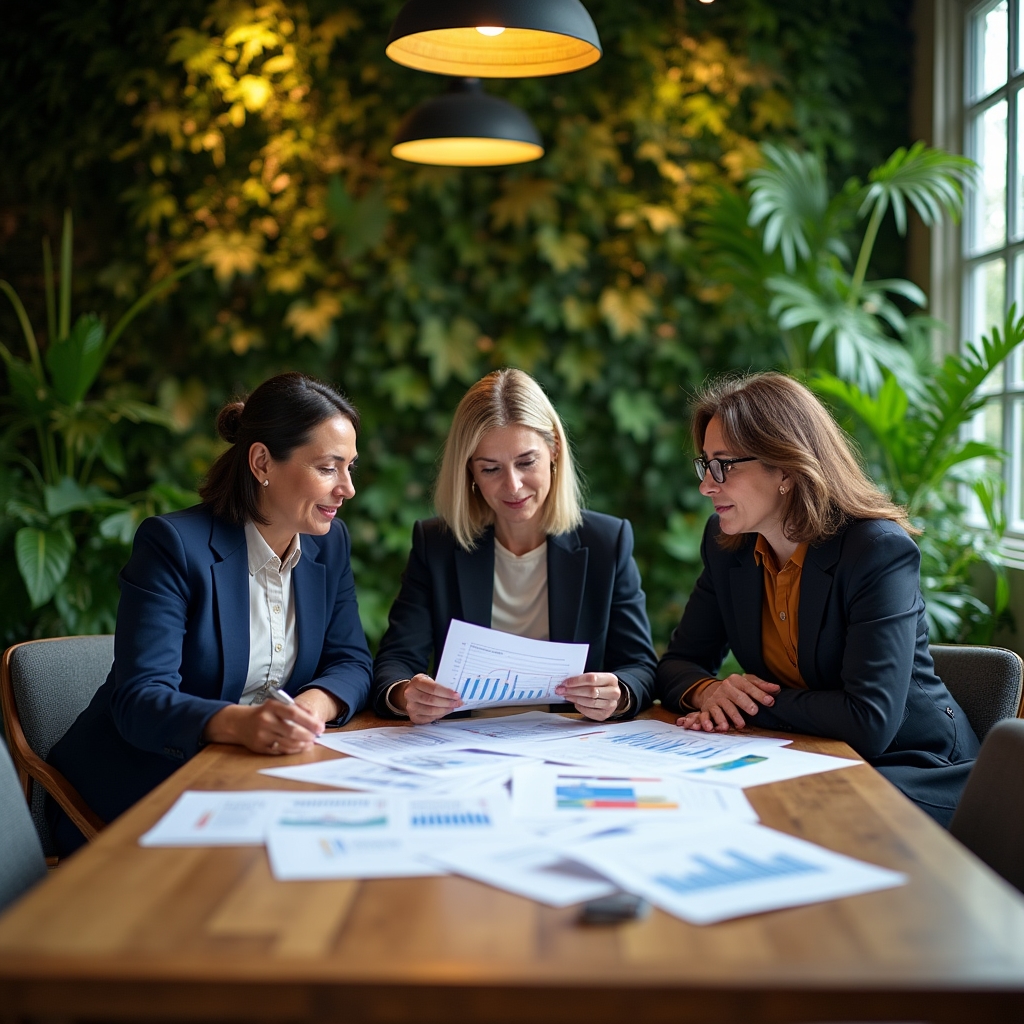Team conducting economic analysis session in a modern Bogotá office